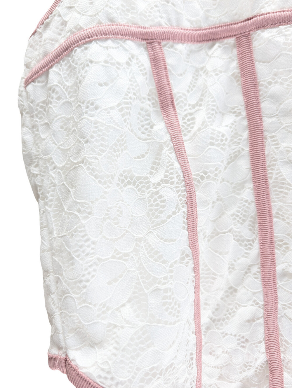 NWT Mixed Threads Corset Tank Top Lace White Pink Trim - Picture 3 of 6